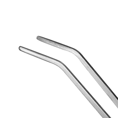 BoomYou Pinzas de Acuario Acero Inoxidable Power Tweezer Derecha Pinzas Acuáticas Tanque Acuático Curvo de 10.6"de Largo