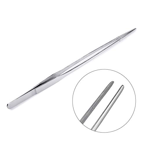 BoomYou Pinzas de Acuario Acero Inoxidable Power Tweezer Derecha Pinzas Acuáticas Tanque Acuático Curvo de 10.6"de Largo