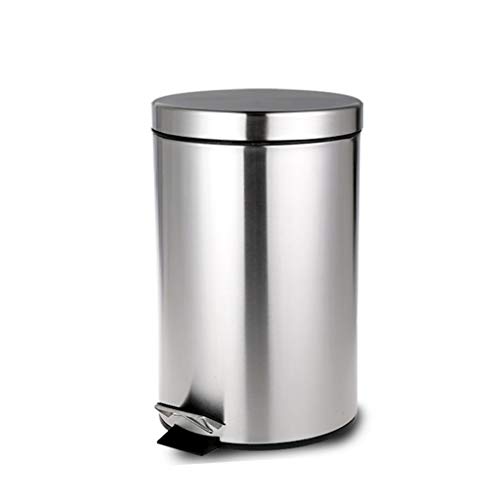 Bote de basura, Contenedor para pedales para la cocina Bote de basura de acero inoxidable, Contenedores de baño con tapas, Contenedor pequeño para lavamanos, Baño, Baño ( Color : Silver , Size : 8L )