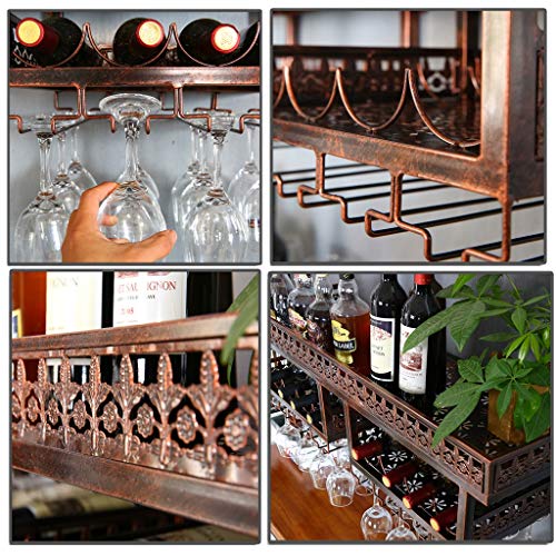 Botellero De Metal para Colgar En La Pared Soporte De Vidrio Portavasos Al Revés Botellero Industrial Retro Decoración De La Pared De La Cocina Expositor Independiente De Copa De Vino