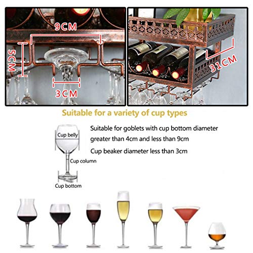 Botellero De Metal para Colgar En La Pared Soporte De Vidrio Portavasos Al Revés Botellero Industrial Retro Decoración De La Pared De La Cocina Expositor Independiente De Copa De Vino