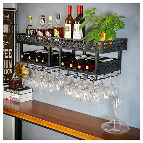 Botellero De Metal para Colgar En La Pared Soporte De Vidrio Portavasos Al Revés Botellero Industrial Retro Decoración De La Pared De La Cocina Expositor Independiente De Copa De Vino
