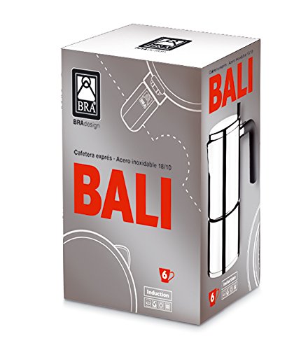 BRA Bali-Cafetera Italiana, Acero Inoxidable, 18/10, 6 Tazas, 8.5 cm