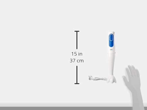 Braun Minipimer 3000 Batidora de mano, 2 velocidades, campana antisalpicaduras, 700 W, 600 milliliters, 59 Decibelios, Plástico, blanco y azul