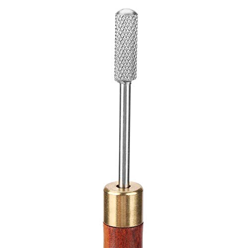 Bricolaje con borde de cuero Tinte de pluma Sándalo Mango Acero inoxidable Borde superior Tinte Rodillo Lápiz de aceite Acabadora de cinturón Piel de cuero Herramienta para manualidades (Marrón)