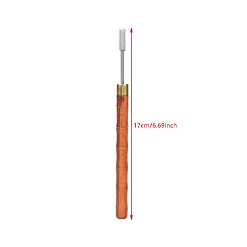 Bricolaje con borde de cuero Tinte de pluma Sándalo Mango Acero inoxidable Borde superior Tinte Rodillo Lápiz de aceite Acabadora de cinturón Piel de cuero Herramienta para manualidades (Marrón)