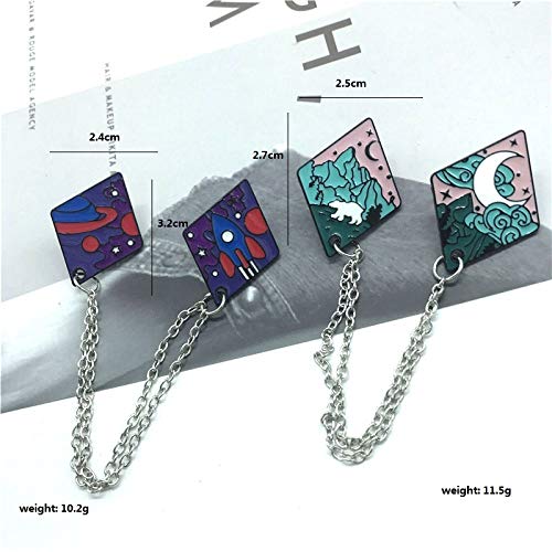 Broches Y Alfileres para Niña,Nave Espacial Cohete Y Oso Polar Pico De Montaña Nube Luna Combinación Insignia Broche Personalidad Creativa Jeans Bufanda Abrigo Accesorios,Xz953