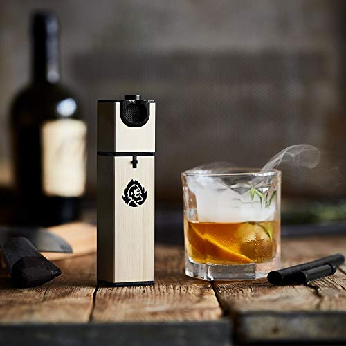 BURNHARD Set de Ahumado con Bolsas aromáticas y Pipa de Humo con Capa de Aluminio anodizado, de Calidad y eficaz - Oro