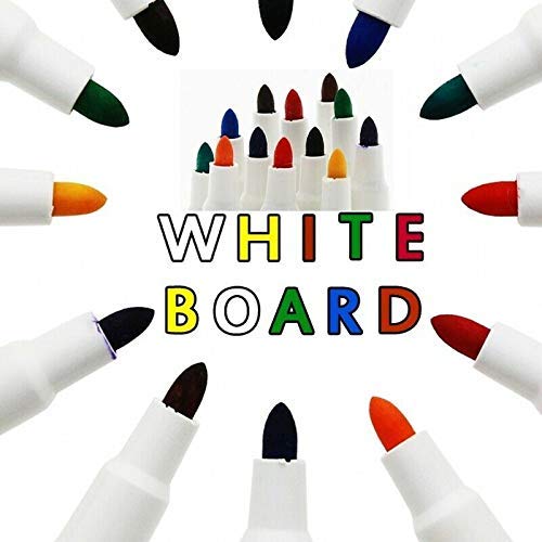 BUZZ - 12 rotuladores para Pizarra Blanca, 12 Colores Diferentes, para Escribir sobre cerámica, Pizarra Blanca, Productos de plástico, etc.