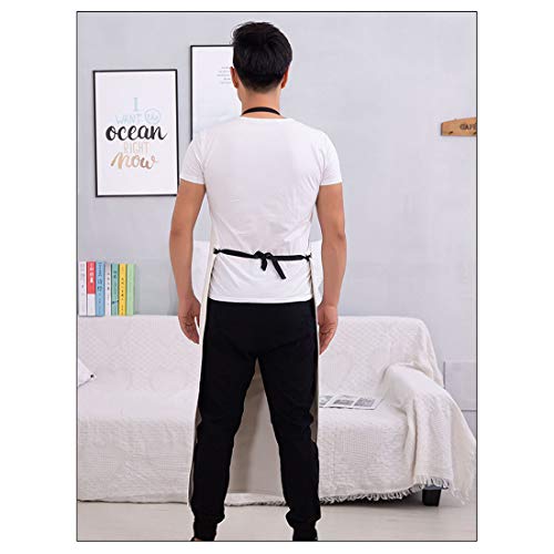 Bverionant Delantal de Cuero Artificial Impermeable Larga Delantal de Trabajo para Carnicero Pescadero Jardinería Ajustable Delantal de Cocina a Prueba de Aceite Unisex Blanco