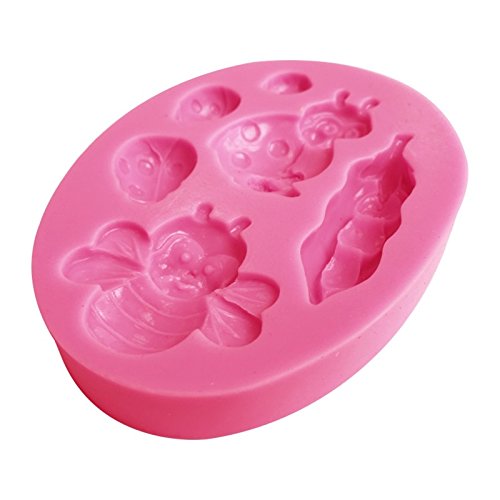 Byrxkj Serie de Insectos de Abeja AK Animal Ladybug Fondant Moldes de Silicona para Tartas Sm-466