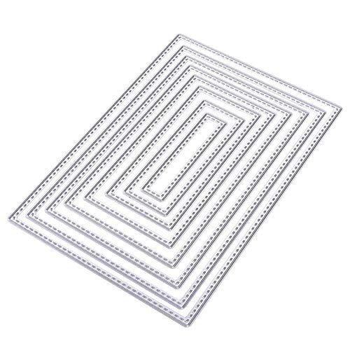 CA0boluoC - Troqueles de corte rectangulares para manualidades, álbumes de recortes, caja de regalo decorativa, plantilla de grabado en relieve de metal plateado