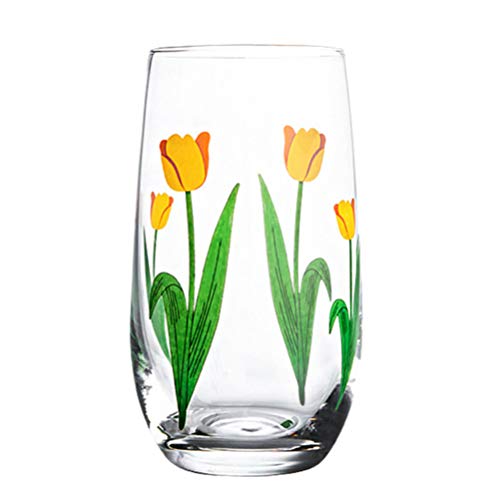 Cabilock Vaso para Beber Tulipán Taza de Agua Café Vaso de Leche para Jugo Cerveza Vino Y Cócteles 400Ml