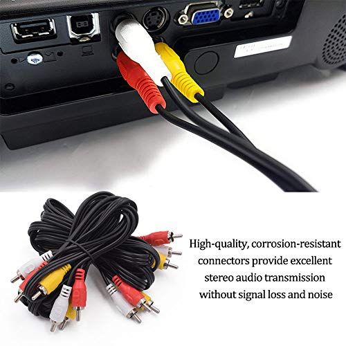 Cable de Conexión RCA Cable de Conexión, Decodificador de DVD con TV Cable de Conexión 3RCA Cable de Audio Tricolor de Tres a Tres para la Conexión Entre Computadora DVD Reproductor de CD Altavoces