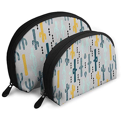 Cactus Mostaza Menta Azul Marino Bolsas de cosméticos Tela Impermeable Maquillaje Bolsa de Embrague Cosmética y artículos de tocador Bolsa organizadora Bolsa de Aseo portátil