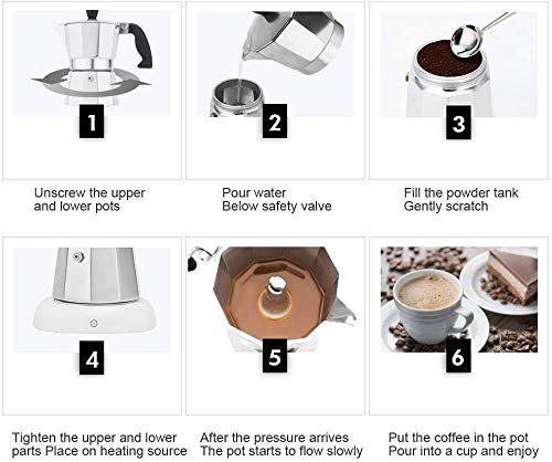 Cafetera italiana de aluminio de 3 tazas