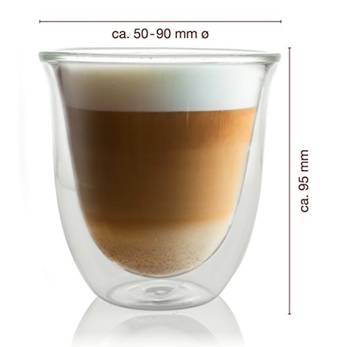 Caffé Italia Napoli Juego de Vasos para Capuchino 250 ml - 2 x Vasos tTermicos - para Bebidas frías, Calientes, té y Latte Macchiato - Aptos para lavavajillas