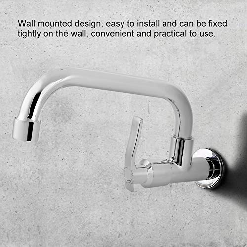 Cafopgrill G1 / 2in Montado en la Pared de Agua, Cuerpo de Latón/Tubo de Acero Inoxidable Cocina Baño Solo Agua Fría Grifo del Fregadero Grifo de Agua(Type B 20cm)