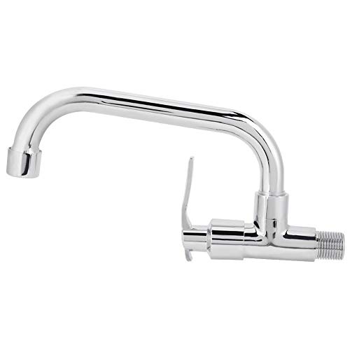 Cafopgrill G1 / 2in Montado en la Pared de Agua, Cuerpo de Latón/Tubo de Acero Inoxidable Cocina Baño Solo Agua Fría Grifo del Fregadero Grifo de Agua(Type B 20cm)