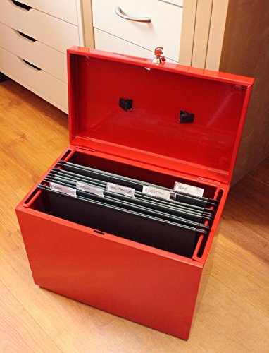 Caja archivadora de metal, tamaño A4, color rojo