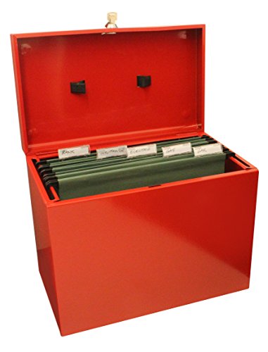 Caja archivadora de metal, tamaño A4, color rojo