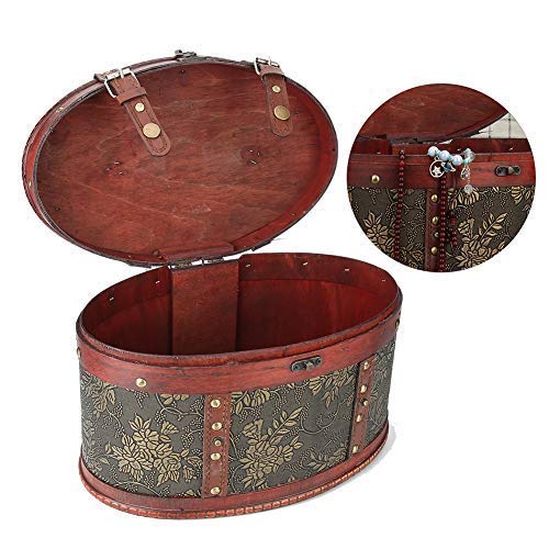 Caja de Almacenamiento de Joyas, Organizador de Pastel de té de Escritorio Vintage Caja de Almacenamiento de Madera Contenedor de joyería para Mujeres Pendientes Anillos