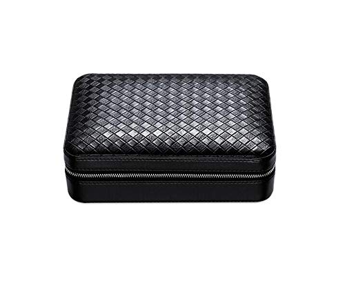 Caja de cigarros de viaje portátil de cuero caja de cigarros de madera de cedro español portátil Humidor, cortador de cigarros encendedor 4 cigarros