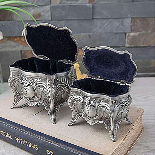 Caja de joyería, caja de almacenamiento de joyería clásica europea de alta princesa de metal creativo - grande -11X8X9.4CM