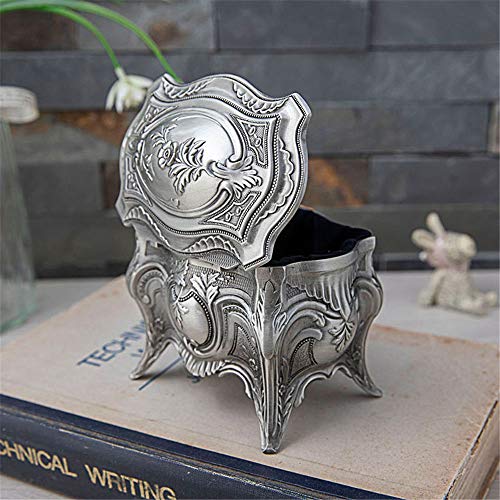 Caja de joyería, caja de almacenamiento de joyería clásica europea de alta princesa de metal creativo - grande -11X8X9.4CM