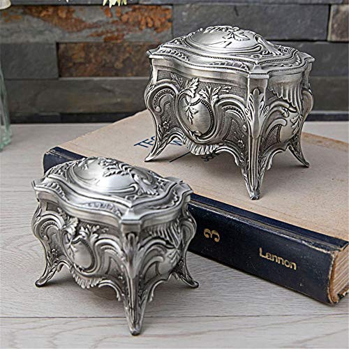 Caja de joyería, caja de almacenamiento de joyería clásica europea de alta princesa de metal creativo - grande -11X8X9.4CM