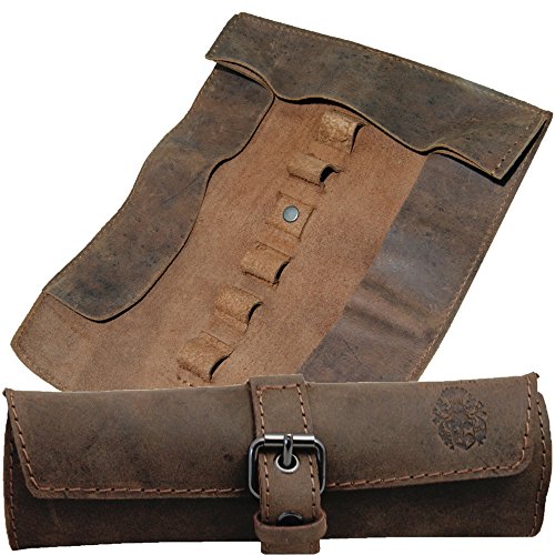 Caja de lápices - Bolígrafo estuche HOMER de cuero marrón - BARON de MALTZAHN