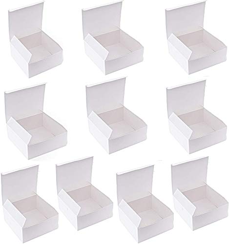 Cajas de regalo Mydio de cartón blanco con tapas, 20 x 20 x 10 cm (10 unidades) para regalos, manualidades y cupcakes