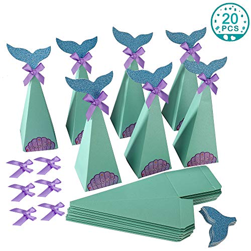 Cajas de Sirenas Cajas de Dulces Artículos de Fiesta Sirena DIY Manualidades Cajas Caja Caramelos de Sirenas para Fiesta de Cumpleaños, Graduación Bautismo, Baby Shower (Paquete de 20)