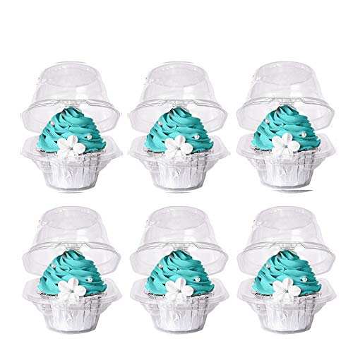 Cajas individuales para magdalenas, contenedor individual para cupcakes, caja de soporte para cupcakes, apilable, tapa profunda, plástico transparente, sin BPA, 25 unidades