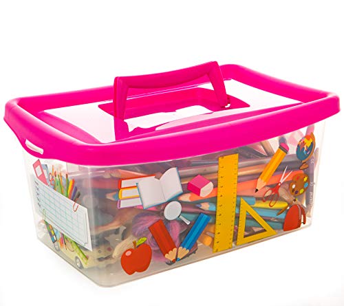 Cajas para niños, transparentes, con tapa y asa, 4 litros, 3 unidades