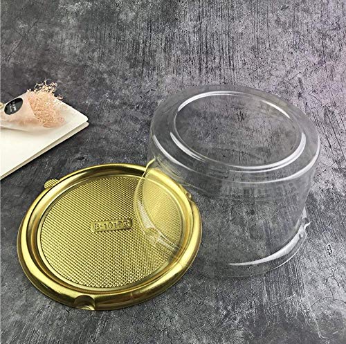 Cajas para tartas – Portabebés de plástico transparente – Recipiente individual para tartas – Caja de transporte para cupcakes, plástico, dorado, 12,7 cm