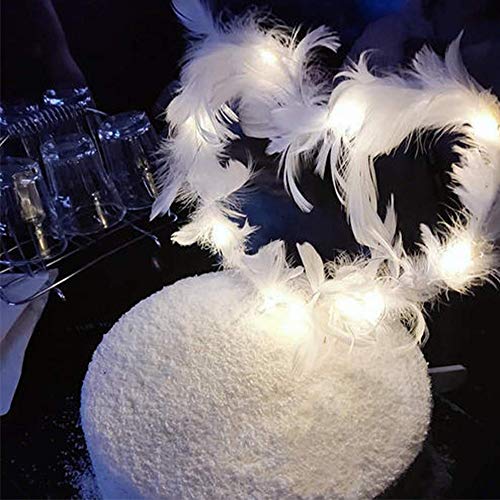 Cake Toppers, Decoración la Torta Plumas, con Corona, Luz LDE, Happy Birthday Cake Topper, para Boda Fiesta Cumpleaños