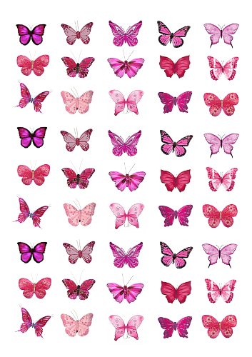 Cakeshop 45 x decoración para pasteles comestibles en forma de Mariposas de color Rosa