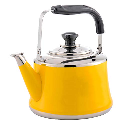 Caldera De Té Superior De La Estufa Caliente De La Manera Silba Agua De Acero Inoxidable 304 Con Anti-quemaduras Handle Fogón De Plata,Yellow,3L(3.19Qt)