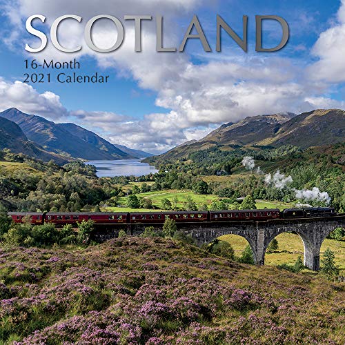 Calendario de pared mensual 2021 de The Gifted Stationery – Escocia. 30,4 x 30,4 cm, calendario de 16 meses de calidad premium para el hogar y la oficina con espacio para cumpleaños y notas
