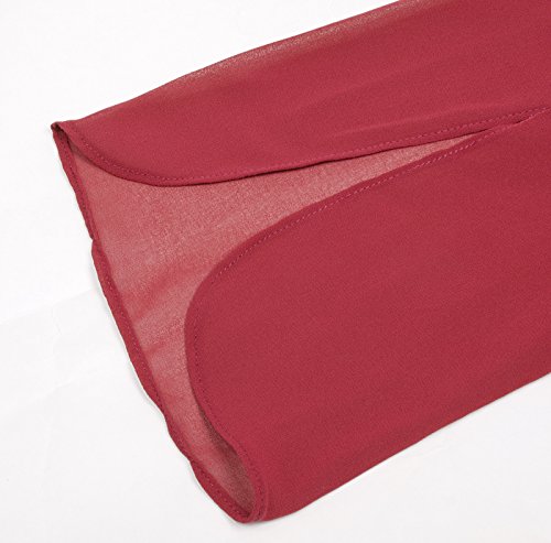 Camisa de Mujer Elegante Blusa Gasa 3/4 Blusa de Manga Camisa de Color Puro Top Rojo 2XL CLAF15-4