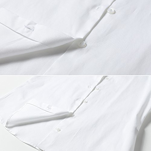 Camisas Mujer Elástica, Manga Larga Color Liso Corte Ajustado, Elegante y Formal, Blanco, 45 (Talla del Fabricante 20)