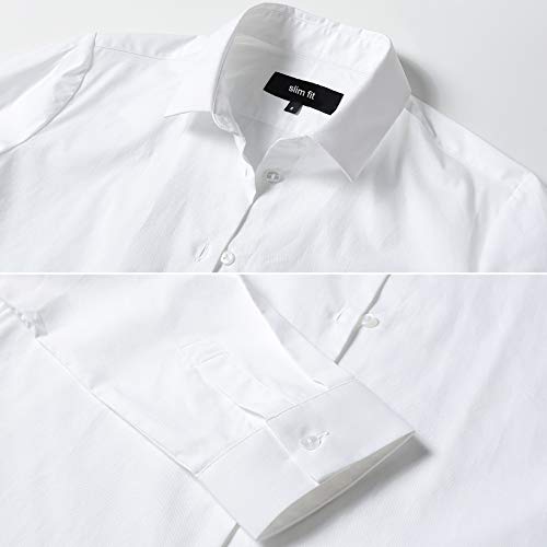 Camisas Mujer Elástica, Manga Larga Color Liso Corte Ajustado, Elegante y Formal, Blanco, 45 (Talla del Fabricante 20)