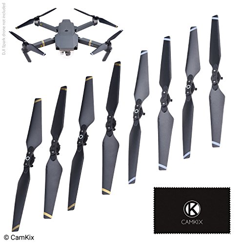 CamKix Propulsores Compatible con dji Mavic Pro – 2 Juegos (8 Cuchillas) – Negro – Alas Plegables de Lanzamiento rápido – Pruebas de Vuelo