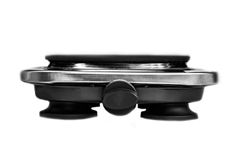 Camry CR6510 Hornillo Eléctrico, Placa de Cocina, Regulador de Temperatura, Acero Inoxidable, Compacto, Viaje, Camping 185 mm, 1500W