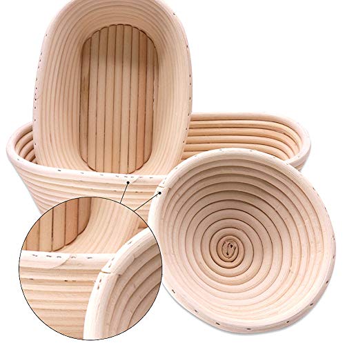 CAN_Deal 13,7" / 35cm Oval Banneton Brotform cuenco de ratán para masa de Pan Borradores de aumento(hasta 1000g) + Free liner