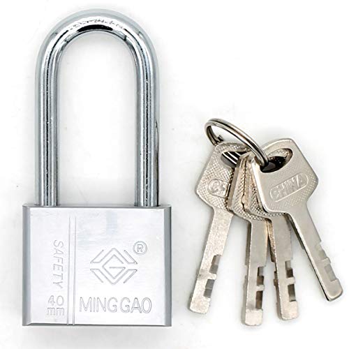 Candado con llave de vigas largas 40 mm cuadrado, viga larga, candado, cerradura puerta almacén, hierro, puerta, pequeño para interiores y exteriores. Gimnasio. Portón. Cerca. Bicicleta. Garaje.