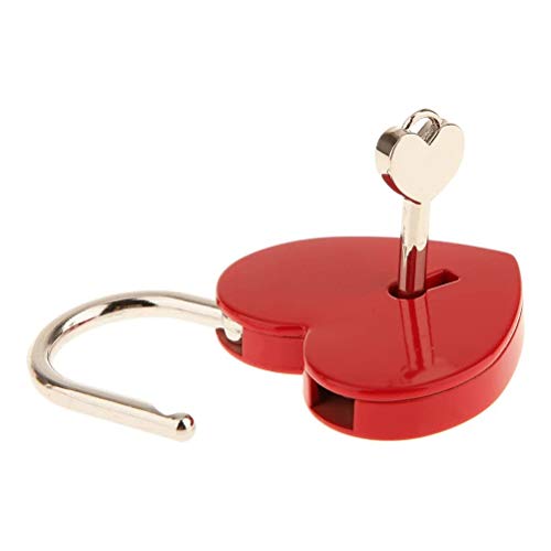 Candado en Forma de Corazón,Mini Candado de Amor en Forma de Corazón con Llaves y Grabado en Forma de Corazón para Bolso de Equipaje Diario Regalo Rojo
