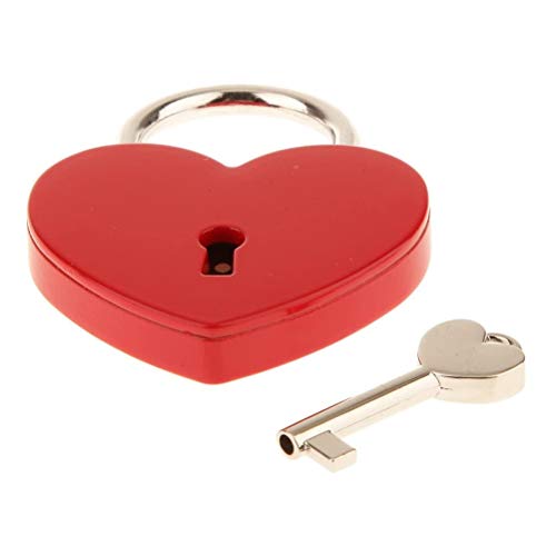 Candado en Forma de Corazón,Mini Candado de Amor en Forma de Corazón con Llaves y Grabado en Forma de Corazón para Bolso de Equipaje Diario Regalo Rojo