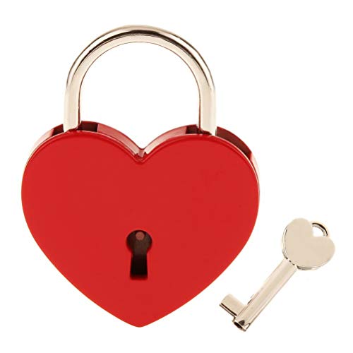 Candado en Forma de Corazón,Mini Candado de Amor en Forma de Corazón con Llaves y Grabado en Forma de Corazón para Bolso de Equipaje Diario Regalo Rojo
